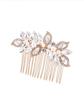 Rhinestone Hair Comb HM320001 GOLD CL